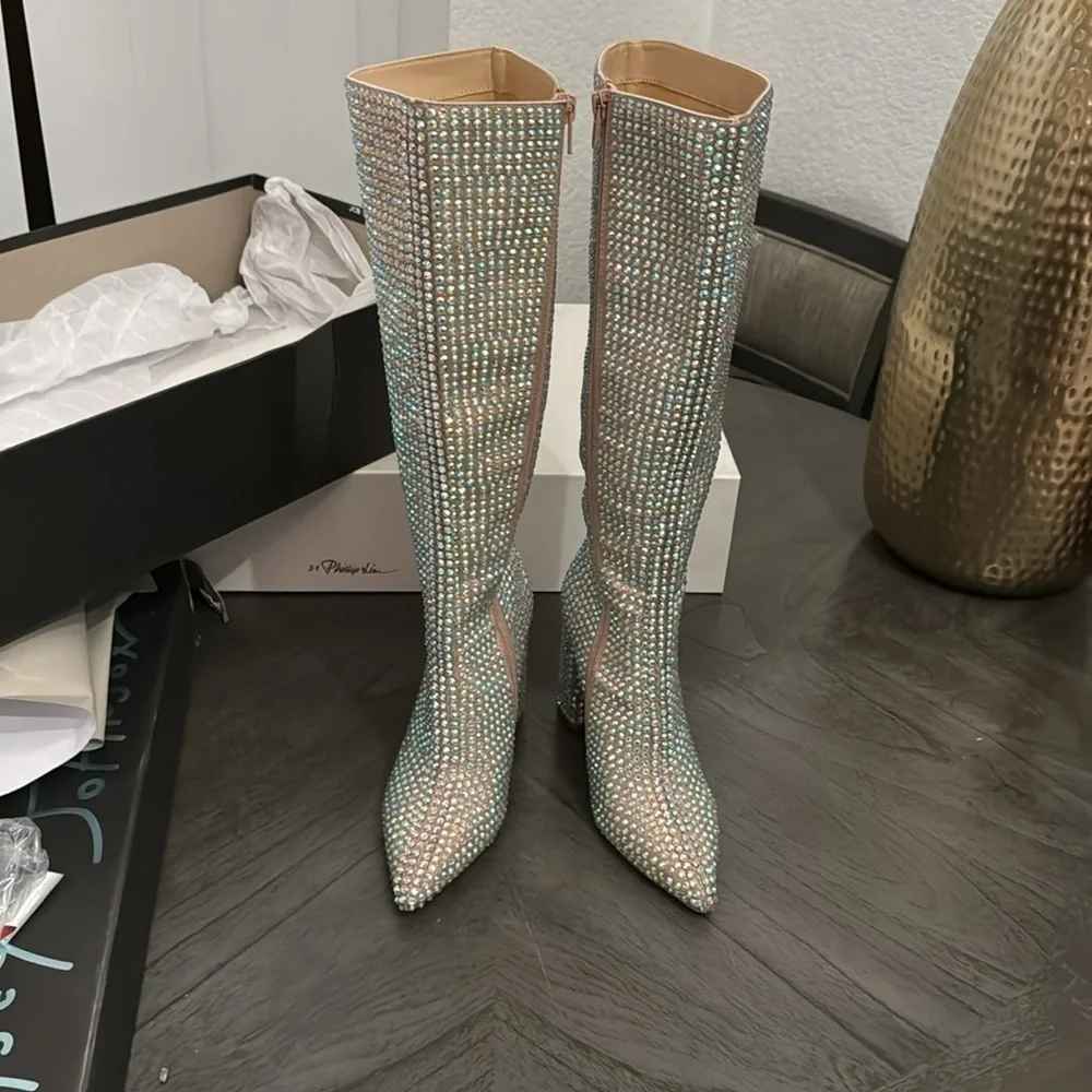Betsey Johnson Farah Rhinestone Knee High Boots
